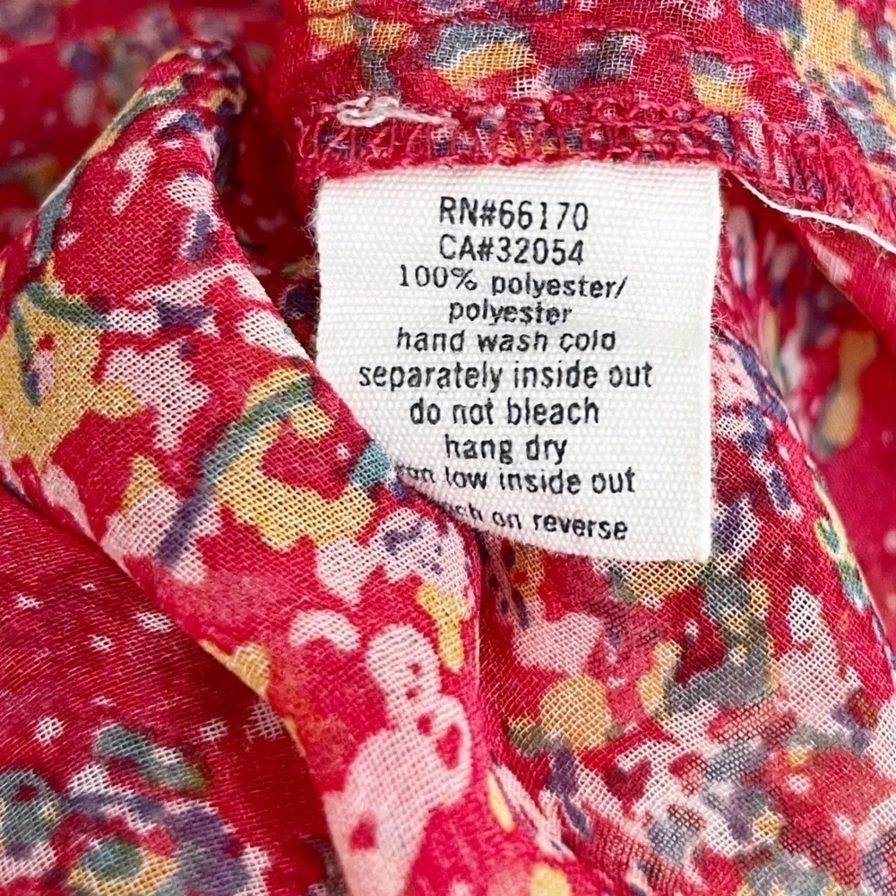 Anthropologie Pins & Needles Boho Red Floral Semi Sheer Long Sleeve Casual Top S - Picture 15 of 15